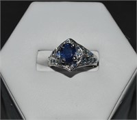 Sterling Silver & Blue Saphire Ring Sz 5.5