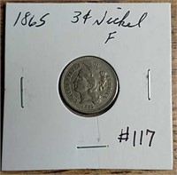 1865  Three-Cent Nickel  F