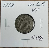 1868  Shield Nickel  VF