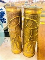 WW11 Trench Art Brass Vases made by  Soldiers