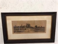Framed Signed and Dated 1889 Etching