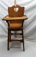 Wood Doll High Chair with Tray