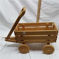 Wood wagon, doll size, 16" long with tongue up