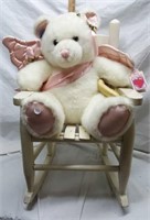 Child's white wood rocking chair with bear