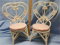 Doll Furniture, 2 white wicker high back chairs