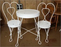 Metal Doll Furniture, soda shop chairs (2) & table