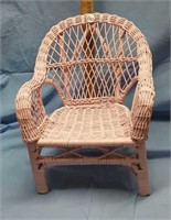 Pink wicker Doll Furniture chair  12" tall