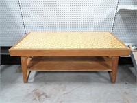 Small Wooden Coffee Table W/Glass Top - 20 x 40 x