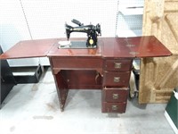 Vintage Wooden Sewing Machine Table W/ GM