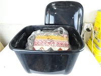 Assorted Linens in Plastic Tub W/Lid