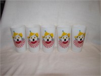 5 Vintage Clown Glasses 5&1/8"