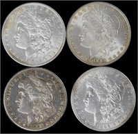 4 Morgan Silver Dollars CHOICE