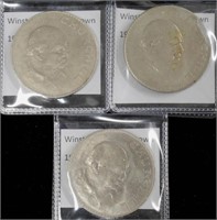 3 1965 Churchill 1 Crown Coins CHOICE