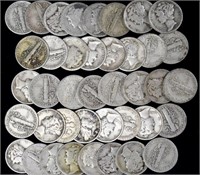 39 Mercury Dimes + 1 FDR silver dime