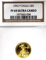 1992p $5 Gold Eagle NGC - PF69 Ultra Cameo