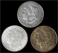 3 Morgan Silver Dollars CHOICE
