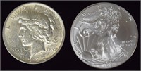 1922 Peace & 2018 BU Silver Eagle