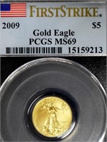 2009 $5 Gold Eagle, PCGS MS69, First Strike