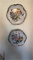 Pair of vintage hand painted hanging plates
