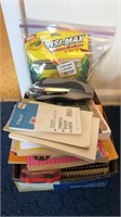 Assorted office supplies, word search, etc