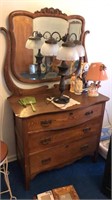 Early Oak Dresser With Mirror