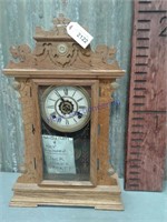 Seth Thomas wood-carved mantel clock, works, w/key