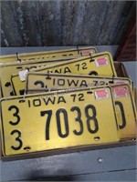 Yellow Iowa license plates, 1972