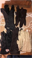 Assorted vintage ladies leather gloves