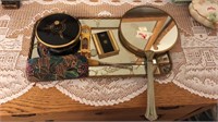 Assorted vintage dresser set, etc