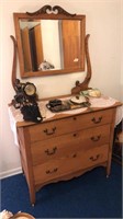 Early Oak Dresser With Mirror