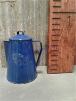 Blue graniteware coffee pot
