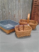 Longaberger baskets, rectangle, set of 3