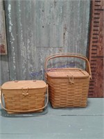 Longaberger baskets w/ lids and handles, set of 2