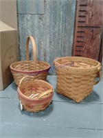 3 small longaberger baskets