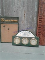 John Deere pin board and thermometer/clock