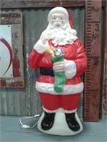 Santa w/stocking plastic lighted Blow Mold, works