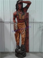 Wood carved Indian, usual age cracks in wood