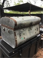 really cool steel trunk with copper brads. The