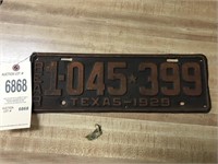 1929 Texas rear license plate.