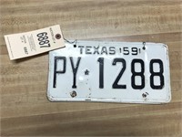 1959 Texas front and rear pair license plates.