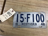1948 Nebraska license plate.