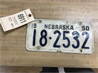 1950 Nebraska license plate.