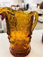 Old Patterned Glass  Amber  Pitchers