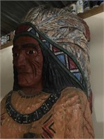 9’ tall wooden Indian. 
Carved by Ralph