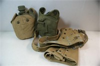 Grouping of military items, canteen, belt &