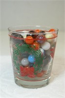Marbles in Christmas glass