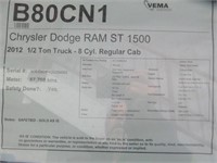2012 DODGE RAM ST 1500, REG CAB, 4X4