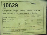 2010 DODGE DAKOTA SXT, CREW CAB, 4X2
