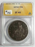 1878-S  Trade Dollar  ANACS EF-45