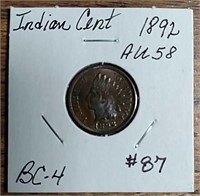 1892  Indian head Cent  AU-58